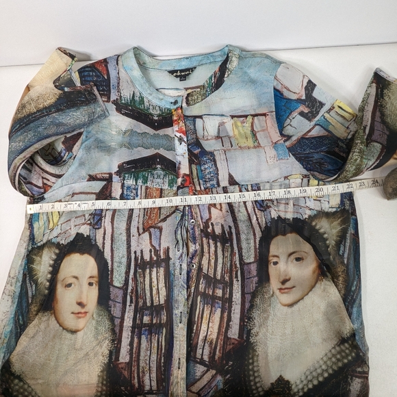 Hokwai Japanese Kimono Tunic Hand Print Unique Art Design 100% Silk Large Q-1 - Picture 5 of 16